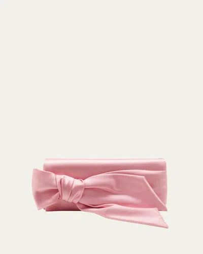 Carolina Herrera Karlita Satin Bow-front Clutch Bag In Rosewater