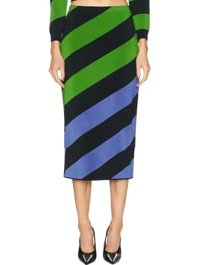 CAROLINA HERRERA KNIT PENCIL SKIRT IN LAWN GREEN MULTI