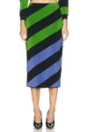 Carolina Herrera Striped Knit Pencil Midi Skirt In Lawn Green Multi