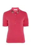 Carolina Herrera Knit Polo Top In Pink
