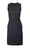 Carolina Herrera Fit-and-flare Knit Sequin Tweed Knee-length Dress In Black