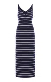 Carolina Herrera Knit Silk-cotton Midi Dress In Navy