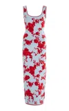 Carolina Herrera Silk Sleeveless Scoop Neck Midi Dress In Multi