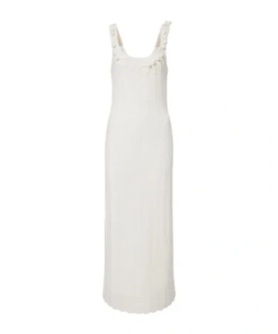 Carolina Herrera Knitted Scalloped Midi Dress In White