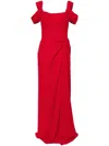 Carolina Herrera Draped Off-the- Shoulder Gown In 红色