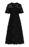 Carolina Herrera Lace Broderie Midi Dress In Black