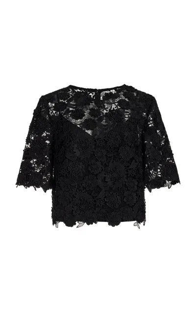 Carolina Herrera Lace Broderie Top In Black