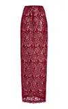 Carolina Herrera Lace Column Maxi Skirt In Red
