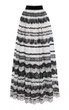 Carolina Herrera Lace-detailed Maxi Skirt In Black,white