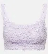 Carolina Herrera Cropped Guipure Lace Top In Purple
