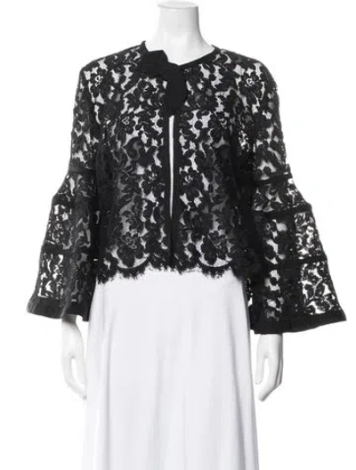 Pre-owned Carolina Herrera Lace Lace Pattern Blouse In Black