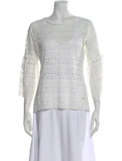 Pre-owned Carolina Herrera Lace Lace Pattern Blouse In White