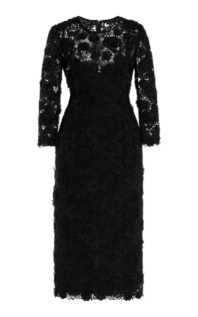 Carolina Herrera Lace Midi Dress In Black