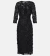 Carolina Herrera 3d Floral Lace Midi Dress In Black