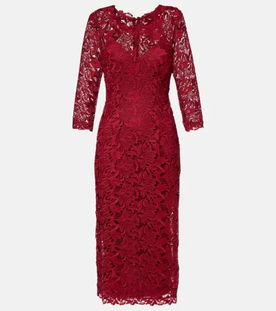 Carolina Herrera Lace Midi Dress In Red