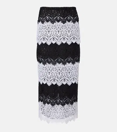 Carolina Herrera Lace Midi Skirt In Black