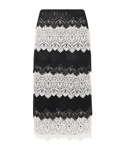 Carolina Herrera Lace Midi Skirt In Black