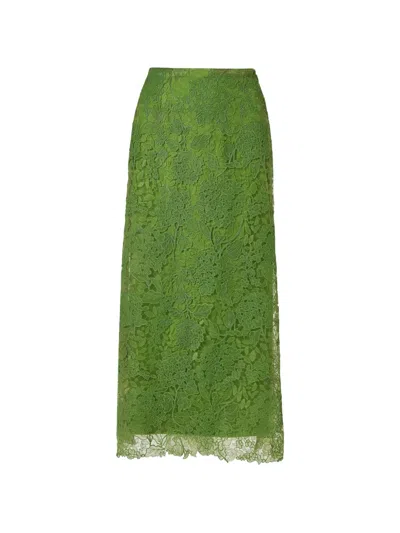 Carolina Herrera Lace Midi Skirt In Multi