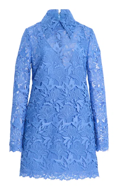Carolina Herrera Lace Mini Dress In Light Blue