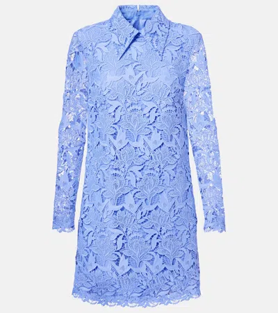 Carolina Herrera Floral-lace Mini Dress In Blue
