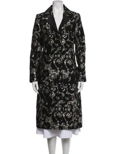 Pre-owned Carolina Herrera Lace Pattern Coat In Black