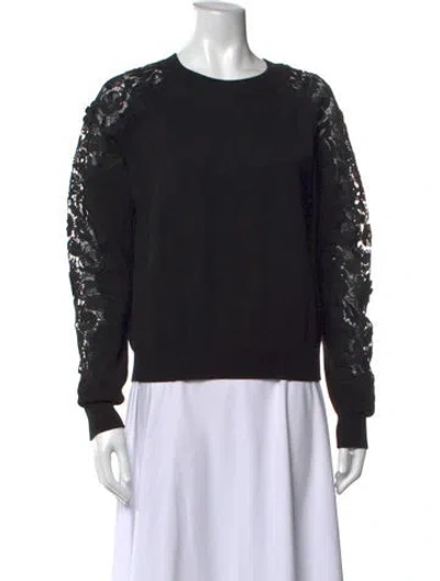 Pre-owned Carolina Herrera Lace Pattern Crew Neck Sweater In Black