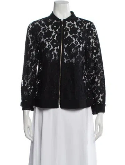 Pre-owned Carolina Herrera Lace Pattern Evening Jacket In Black