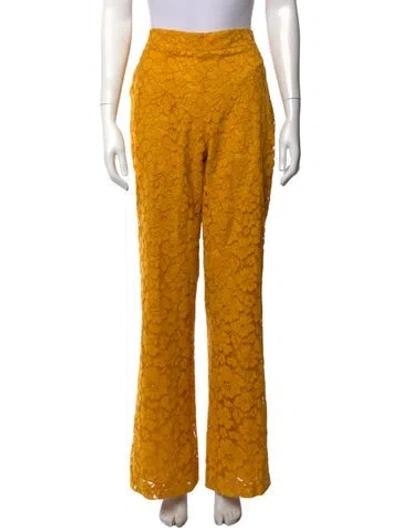 Pre-owned Carolina Herrera Lace Pattern Flared Pants W/ Tags In Yellow