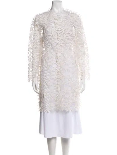 Pre-owned Carolina Herrera Lace Pattern Jacket In Gray