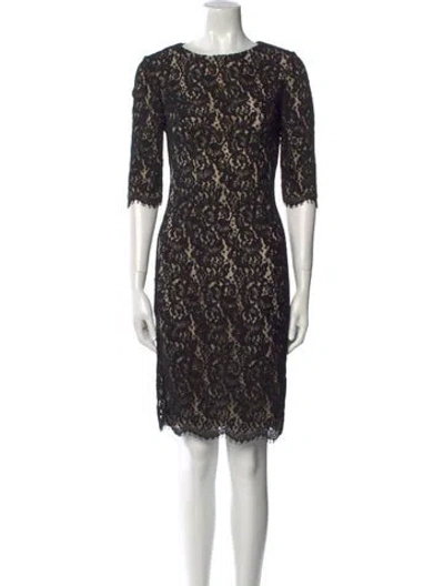 Pre-owned Carolina Herrera Lace Pattern Knee-length Dress In Black