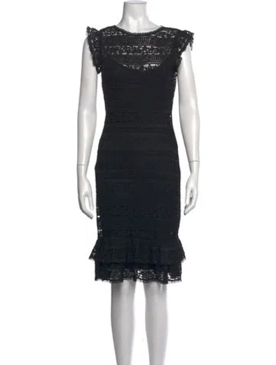 Pre-owned Carolina Herrera Lace Pattern Knee-length Dress In Black