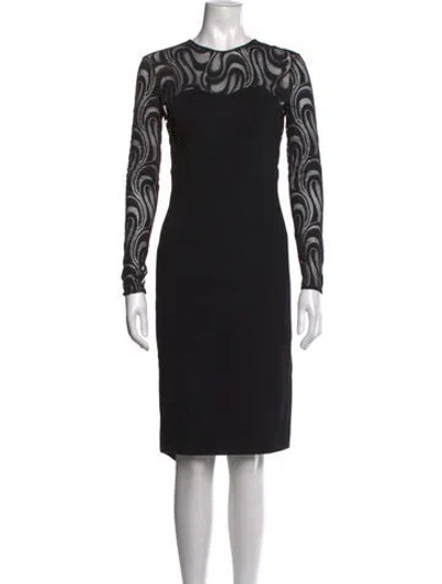 Pre-owned Carolina Herrera Lace Pattern Knee-length Dress In Black