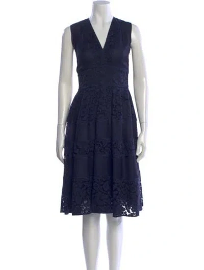 Pre-owned Carolina Herrera Lace Pattern Knee-length Dress In Blue