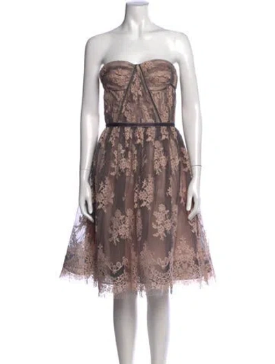 Pre-owned Carolina Herrera Lace Pattern Knee-length Dress In Multi
