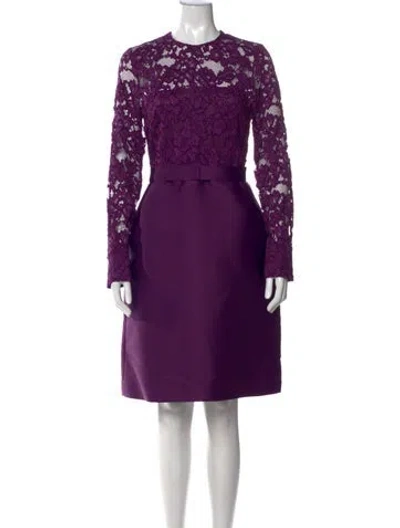 Pre-owned Carolina Herrera Lace Pattern Knee-length Dress In Purple