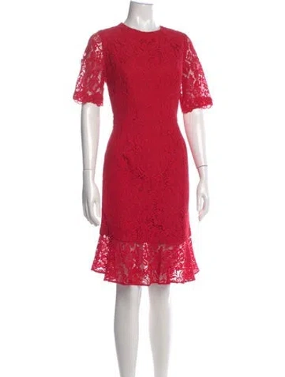 Pre-owned Carolina Herrera Lace Pattern Knee-length Dress In Red