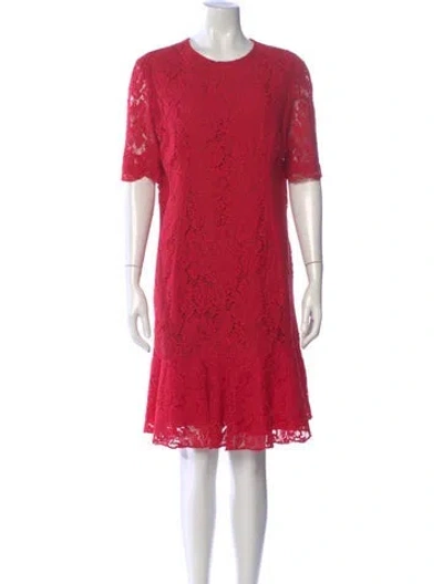 Pre-owned Carolina Herrera Lace Pattern Knee-length Dress In Red