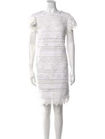Pre-owned Carolina Herrera Lace Pattern Knee-length Dress W/ Tags In White