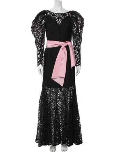 Pre-owned Carolina Herrera Lace Pattern Long Dress In Multi