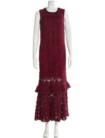 Pre-owned Carolina Herrera Lace Pattern Long Dress In Red