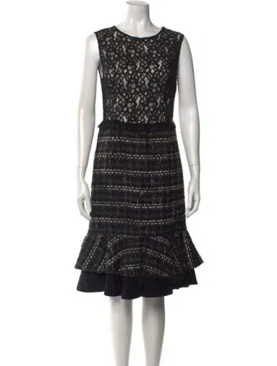 Pre-owned Carolina Herrera Lace Pattern Midi Length Dress In Black