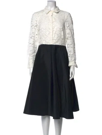 Pre-owned Carolina Herrera Lace Pattern Midi Length Dress In Black