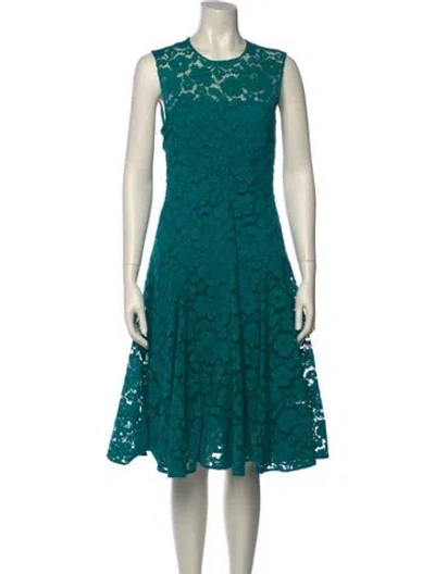 Pre-owned Carolina Herrera Lace Pattern Midi Length Dress In Blue