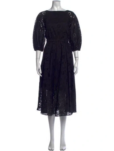 Pre-owned Carolina Herrera Lace Pattern Midi Length Dress In Blue