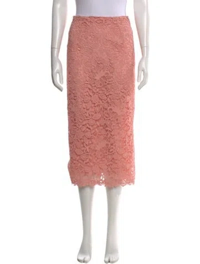 Pre-owned Carolina Herrera Lace Pattern Midi Length Skirt In Pink