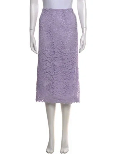 Pre-owned Carolina Herrera Lace Pattern Midi Length Skirt In Purple