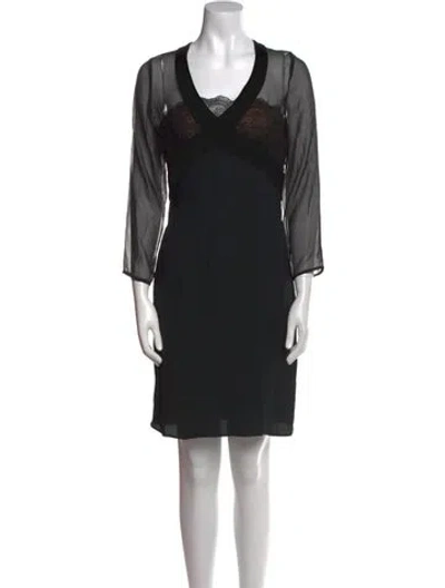 Pre-owned Carolina Herrera Lace Pattern Mini Dress In Black