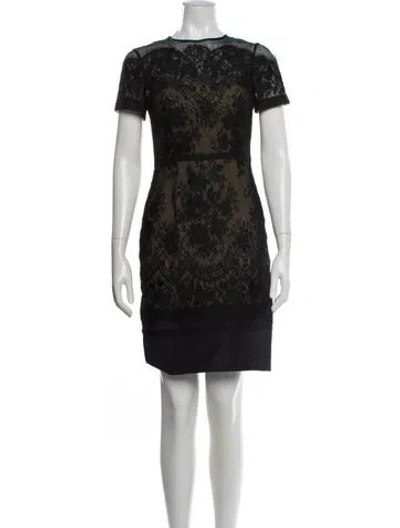 Pre-owned Carolina Herrera Lace Pattern Mini Dress In Black