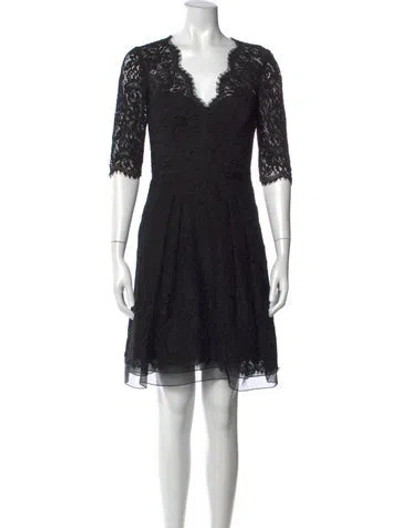 Pre-owned Carolina Herrera Lace Pattern Mini Dress In Blue