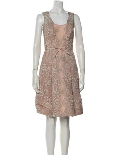 Pre-owned Carolina Herrera Lace Pattern Mini Dress In Pink